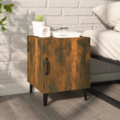 vidaXL - Nachtkastje - bewerkt - hout - gerookt - eikenkleurig