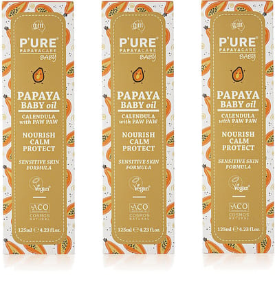 P'ure Papaya care - Papaya Baby Olie - Natuurlijk - 3 Pak - Voordeelverpakking