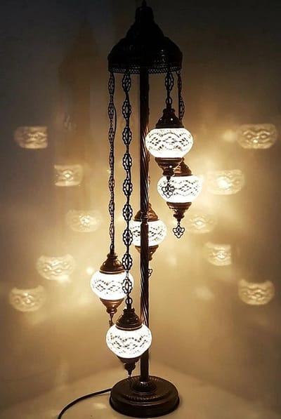 Turkse vloerlamp - staande lamp met mozaïek glas - 5 bollen - hoogte 120 cm - E-14 fitting
