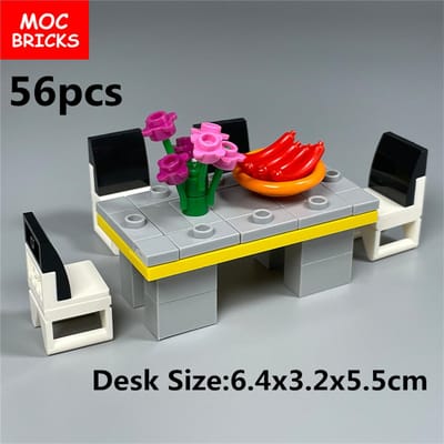MOC Stenen Bank Huismeubilair Stoel Bureau Stad Bouwstenen Figuren Doe-het-zelf Speelgoed Voor Kinderen Cadeau