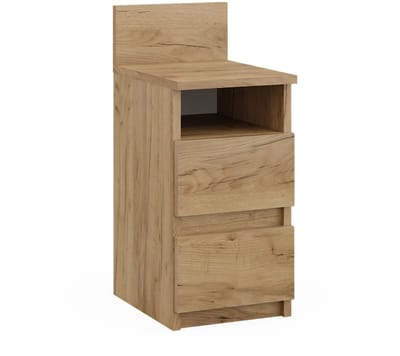 Vicco Monty Nachtkastje – 25 x 59.1 cm met 2 laden Krachtige eik goud