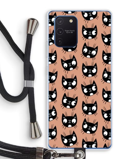 Case Company® - Hoesje met koord geschikt voor Samsung Galaxy Note 10 Lite hoesje met Koord - Kat - Telefoonhoesje met Zwart Koord - Bescherming aan alle Kanten en Over de Schermrand