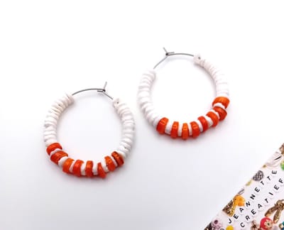 Jeannette-Creatief® - Holland - Oranje Oorbellen 5 - Oorhangers - Oorringen - Oorbellen Dames - Oranje - Schelpen - Holland - Rood Wit Blauw - Oranje - Boho Chic – Mermaidcore - Souvenir - WK - Koningsdag