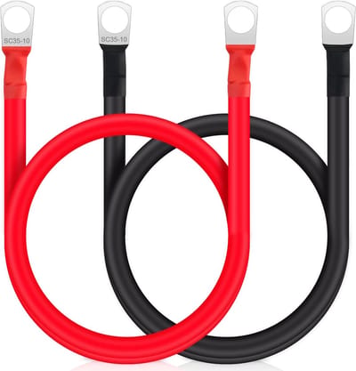 2 stuks 12V M10 Accukabel van 50 cm - 35 mm Dubbel Gedraaide Koper Accukabel voor Auto en Motorfiets