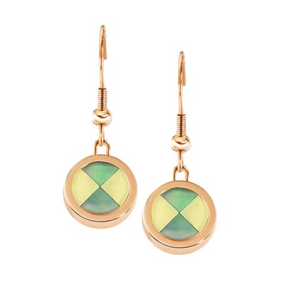 Quiges RVS Schroefsysteem Oorhangers Oorbellen Rosékleurig met Verwisselbare Blokjes Schelp Mini Munt Set - ECOS005