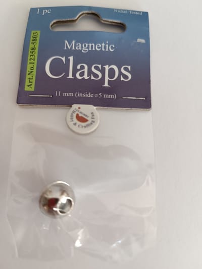Magnetic Cord Clasp, Platinum, 11 mm