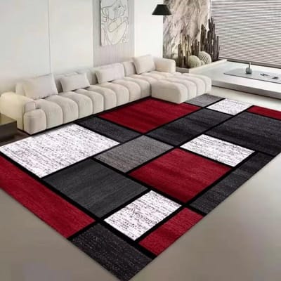 Tapis Flottants de Luxe Nordique pour Salon Tapis Doux pour Chambre à Coucher Tapis de Chevet Grande Surface Géométrie Vestiaire Tapis de Sol Antidérapant 60*90cm