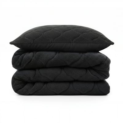 Sleeptime 2 in 1 Teddy Premium Dekbed zonder Overtrek - Dekbed Inclusief Slopen - 140 x 200 cm - Zwart