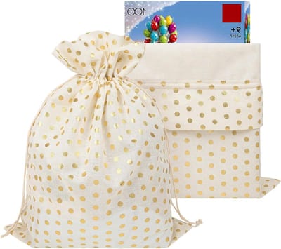 Herbruikbare niet-geweven geschenkzakjes met trekkoord - 4 stuks, stoffen opslag voor verjaardag, Kerstmis en feestgeschenken, ideaal voor speelgoed en accessoires (strepenpatroon)