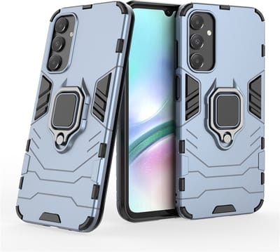MobyDefend Hoesje - Geschikt voor Samsung Galaxy A15 - Dubbelgelaagde Pantsercase Met Standaard - Blauw