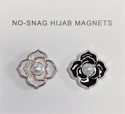 2x Hoofdoek Magneet - Magnetische Broche - Magneetbroche - Sjaal - Hijab Accessoires - Abaya - 17mm - 2 Stuks - Pearl Blossom