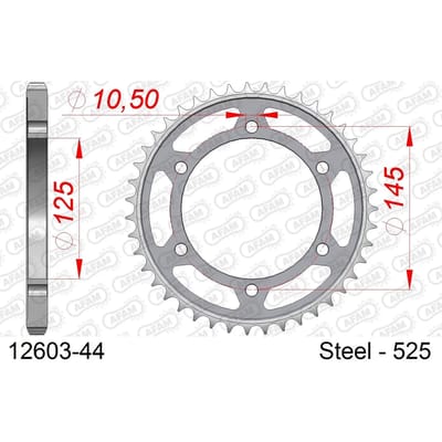 Stalen tandwiel Afam 525 44 dents