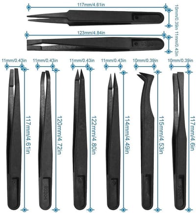 MMOBIEL 8x Anti-Statische Multifunctionele Plastic Precisie Pincet Set