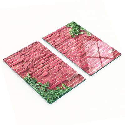 Glazen serveerplanken voor in de keuken met afbeelding van een bakstenen muur, 2x30x52 cm