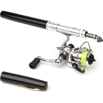 1M / 1.4M Pocket Opvouwbare Vishengel Reel Combo Mini Pen Vishengel Kit Telescopische Vishengel 1.4M zwart