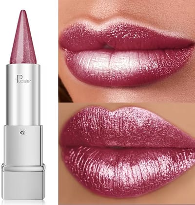 Frambozenroze Glitter Lipstick - Waterproof Shimmer Lippenstift met Langdurige Glans