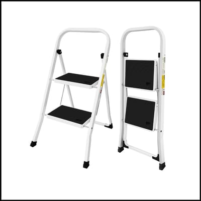 2-Traps Ladder Heavy Duty - Opvouwbare Trapkruk - Huishoudtrap - Opstapkruk - Antislip - 150 kg Capaciteit - Stalen Frame