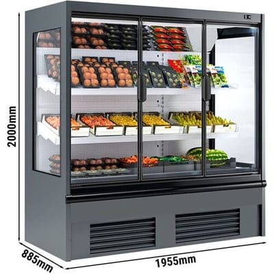 GGM Gastro Wandkühlregal - 1955mm - 677 Liter - mit 3 doppelt verglasten Flügeltüren & 2 Ablagen Grijs