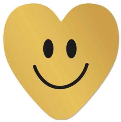 Wenskaart - Smiley - gouden Smiley - lief - valentijn - juf - meester - blanco - moederdag - pensioen - zonder tekst - zomaar - hart van goud - artige