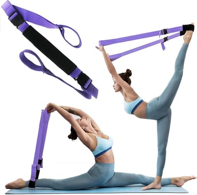 Verstelbare Stretchband voor Fitness - Verbeter je Lichaamsflexibiliteit en Mobiliteit, Ideaal voor Oefeningen, Fysiotherapie en Ballettraining (Paars)