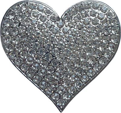 Fako Bijoux® - Magneet Broche XL - Magneetbroche - Hart Kristal - Magnetische Broche - 50x47mm - Zilverkleurig