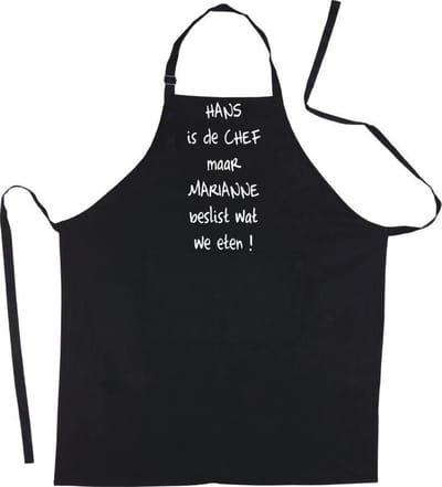 Mijncadeautje Luxe Exclusieve Schort Ik ben de chef met 2 voornamen