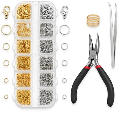 Ringen set met karabijnhaken en gereedschap assortiment buigringen 4-12 mm voor doe-het-zelf sieraden maken reparatie kettingen armbanden accessoires