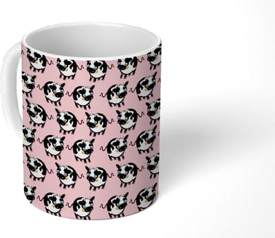 Mok - Koffiemok - Koe - Roze - Patronen - Mokken - 350 ML - Beker - Koffiemokken - Theemok