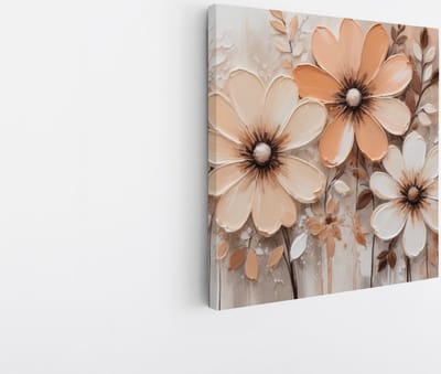 Saammp Canvas Schilderij - Bloemen - Pastel - Abstract - 20x20 - Foto op canvas - Wanddecoratie - Muurdecoratie Woonkamer - Kantoor Decoratie