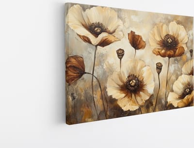 Saammp Canvas Schilderij - Vintage - Bloemen Schilderij - Abstract - Natuur - 45x30 - Foto op canvas - Wanddecoratie - Modern Interieur - Woonkamer Decoratie