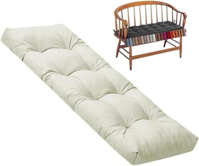 Bankkussen Rechthoekig - Linnen Zitkussen - Buiten Zitten - Antislip Bodem - 110x35x8cm - Beige