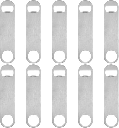 Flesopener - flesopeners roestvrij staal - platte bierflesopener - platte barkeeper - bieropener - voor keuken - bar - restaurant (10 stuks - zilver)