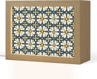 Tafellamp 20x15 cm - LED lamp - Motief - Tegel - Okergeel - Decoratieve tafellampen - Dimbaar - Tafellampje slaapkamer - Woonkamer binnen