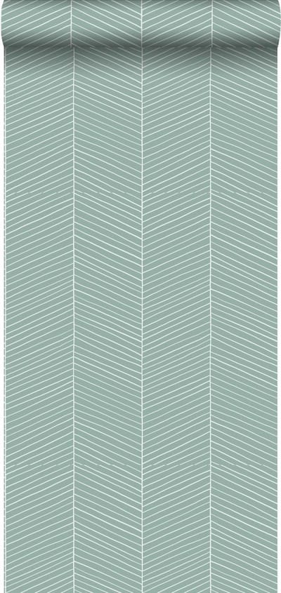Walls4You behang visgraat-motief mintgroen - 935323 - 0,53 x 10,05 m