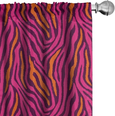 ABAKUHAUS Safari-gordijnen – zebra-print – 2x75x175 cm – roze pruim