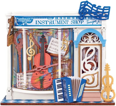 Robotime Melody Instrument Shop - Rolife DIY Miniature House Series - DS047 - Miniatuur - Bouwpakket - Cadeautip - Modelbouw