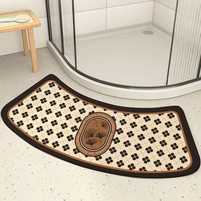 Tapis de pied incurvé Salle de bain Tapis absorbant l'humidité Antidérapant Cabine de douche Tapis de porte de salle de bain Tapis de porte de salle de bain 40X80cm
