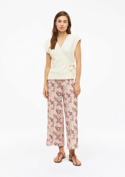 Hoge Granate Effen Vrouwelijke Jersey Broek met Elastische Taille s.Oliver