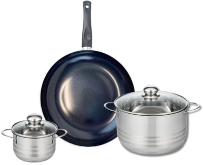 Set van 1 Koekenpan 32 cm en 2 kookpotten 14 en 24 cm Elo Prima Brillant