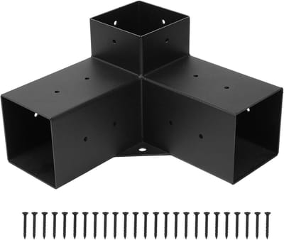 Paviljoenhouder voor houten palen - Hoekklem DIY Post Base Kit - Verzinkte poedercoating - Volledig gelaste posthouder voor pergola - Montageset (ju53-12)