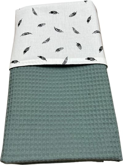 baby deken kinderwagen deken wieg deken dusty green kleine veertjes 60 x 90 cm