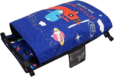 Peuter Vliegtuigbed - Vliegstoel Verlenger - Reizen Met Kinderen - Opvouwbaar En Draagbaar - 44x79cm - Blauw