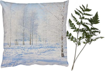 Sierkussens - Kussentjes Woonkamer - 40x40 cm - Sneeuw - Bomen - Winter - Kerstversiering - Kerstdecoratie voor binnen - Woonkamer