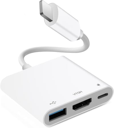 3-in-1 Digital AV Adapter voor iPhone en iPad met HDMI, USB OTG en Oplaadpoort - Ondersteunt Video's, Apps en Spiegelen