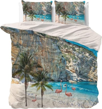 Sleeptime Flamingo Beach - Dekbedovertrekset - Lits-Jumeaux - 240x200/220 + 2 kussenslopen 60x70 - Bordeaux