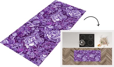 Keukenloper - Loper keuken - Kolibrie - Rozen - Paars - 120x50 cm - Keukenloper vinyl