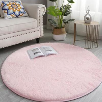 Superzacht Antislip Pluche Vloerkleed Met 4 Cm Hoge Fluweelzachte Wol Bovenlaag En Rond Tie-Dye Ontwerp 80 Cm Roze Voor Woonkamer Slaapkamer En Kinderkamer