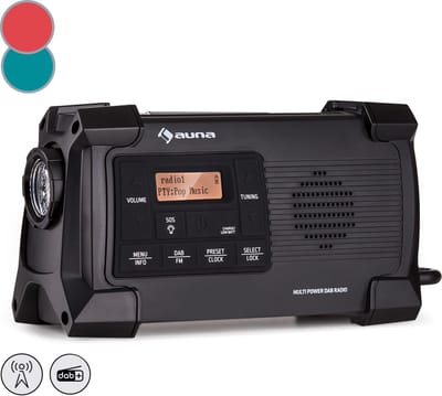 Auna Radio, Oplaadbare DAB-radio, DAB Plus radio met Bluetooth, Radio met batterij, DAB/DAB+/FM, Keukenradio met LCD-display, Wekker, Klein retro-radio, Radio met netstekker, USB & streaming, 1W