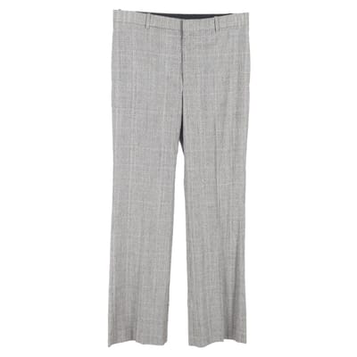 Balenciaga geruite broek met wijde pijpen in grijze wol