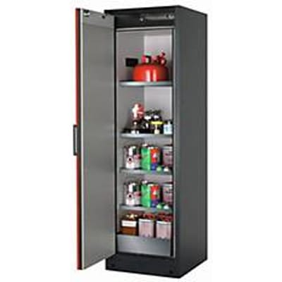 Veiligheidskast type 90 asecos Q-CLASSIC-90, scharnierende deur, links scharnierend, frontale verkeersrood, B 599 x D 615 x H 1953 mm